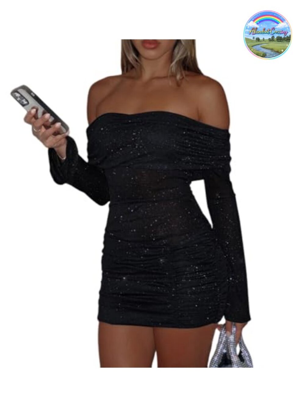 Mesh Sheer Ruched Bodycon Mini Dress Long Sleeve Y2K Off Shoulder Clubwear